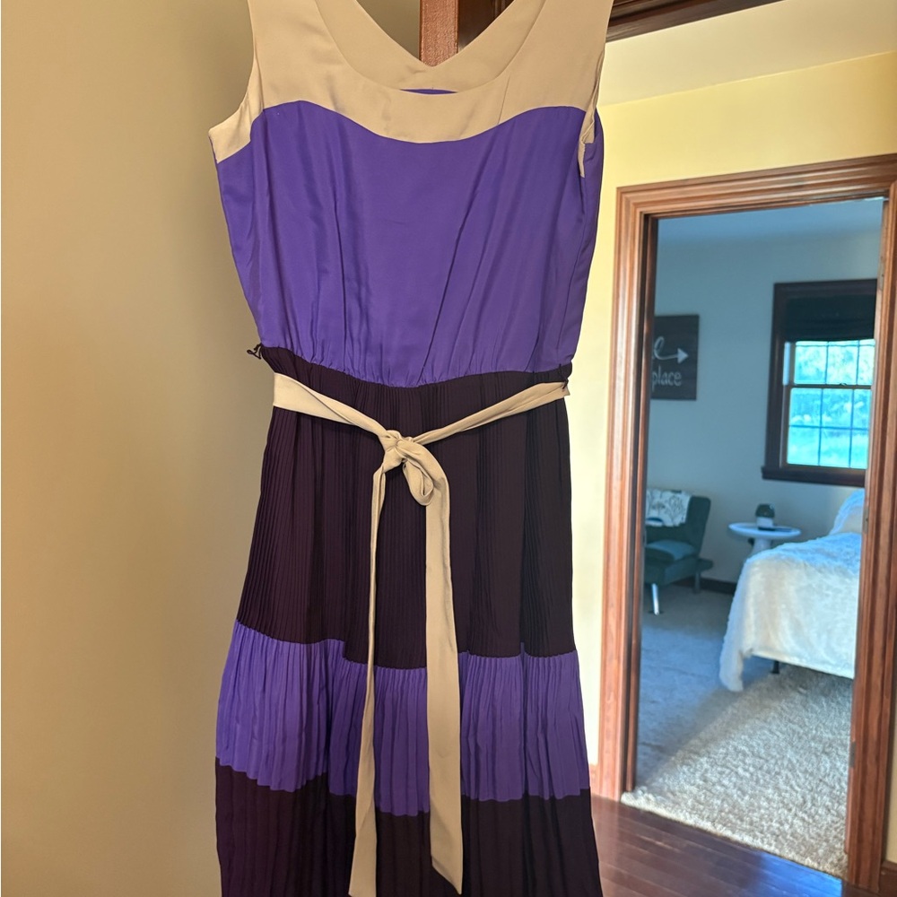 The Limited Purple and Black Sleeveless Midi Dress